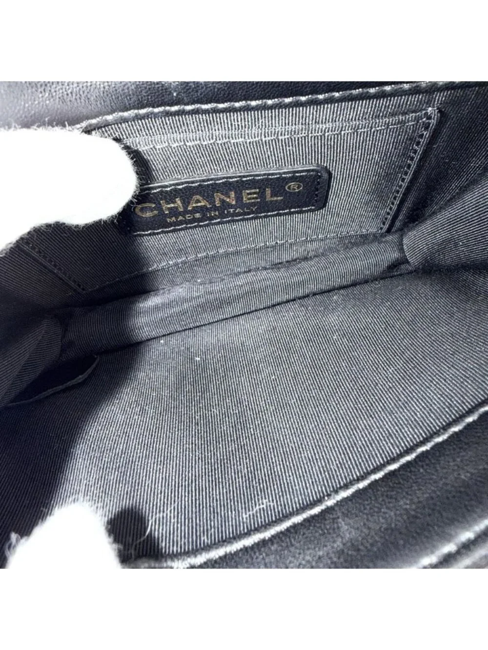 Chanel Shoulder Bag Quilted Boy Brick Chain CC Logo Crossbody Lambskin Black